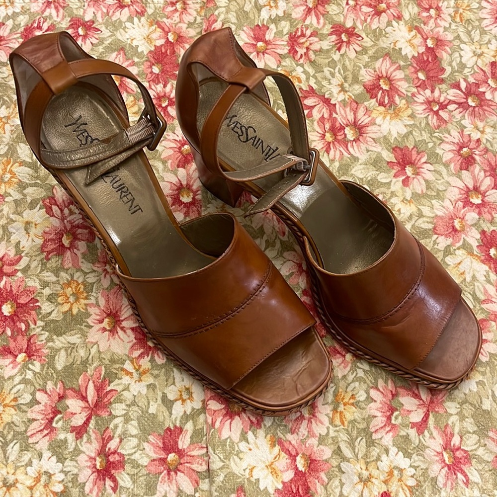 Yves Saint Laurent Brown Leather Sandals